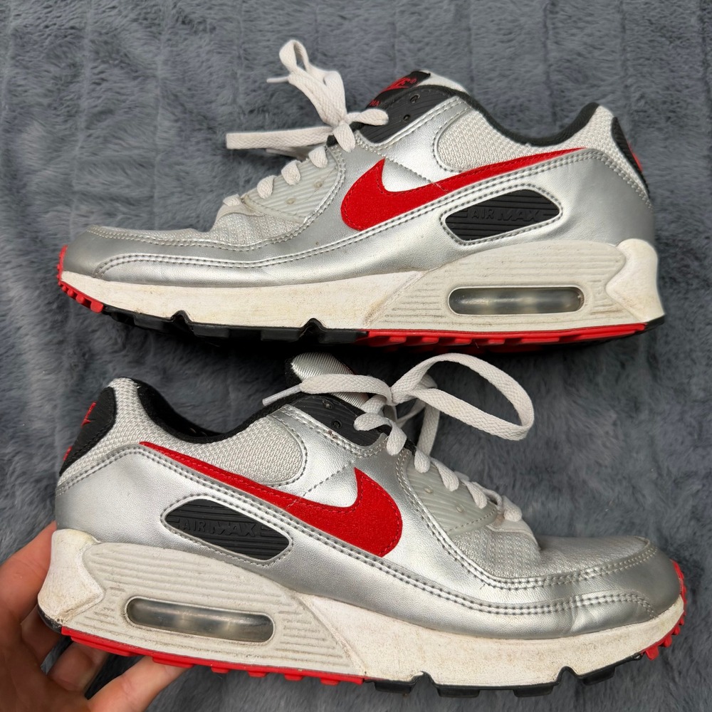 Nike Air Max 90 Metallic Silver University Red DX4233-001 Mens 10